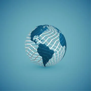 Blue globe map with pattern sphere, vector illustration Illustrazione stock