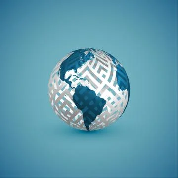 Blue globe map with pattern sphere, vector illustration イラスト素材