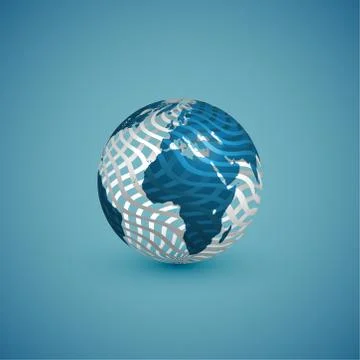 Blue globe map with pattern sphere, vector illustration 스톡 일러스트