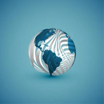 Blue globe map with pattern sphere, vector illustration 스톡 일러스트