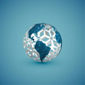 Blue globe map with pattern sphere, vector illustration Illustrazione stock