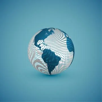 Blue globe map with pattern sphere, vector illustration Stock Illustration