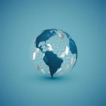 Blue globe map with pattern sphere, vector illustration Stock Illustration