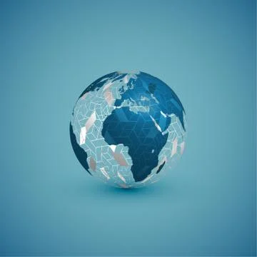 Blue globe map with pattern sphere, vector illustration Stock Illustration