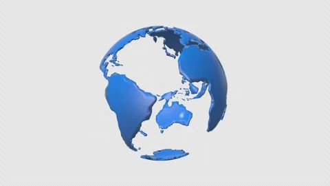 Blue Globe Planet Earth Rotating Loop With Alpha Channel Stock Footage 255554489