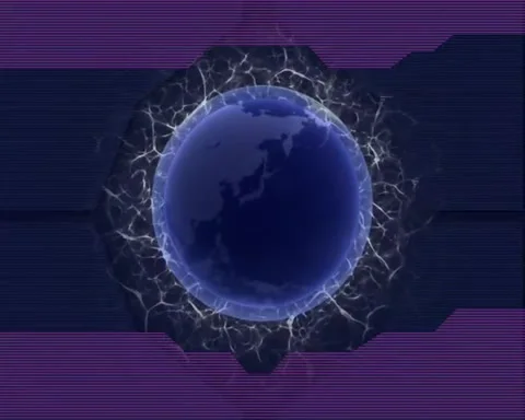 Blue globe rolling in specific pattern blue stripe Stock Footage 255786037