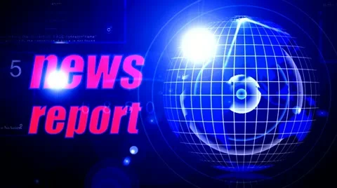 Blue globe_news report background Stock Footage