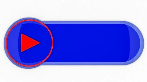 Blue glossy button on white background. illustration. 3d rendering Stock Illustration