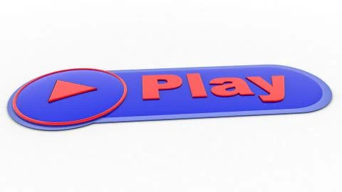 Blue glossy button on white background. illustration. 3d rendering Stock Illustration