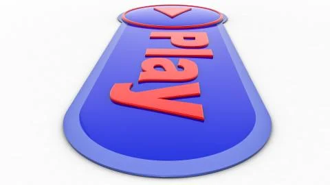 Blue glossy button on white background. illustration. 3d rendering Stock Illustration