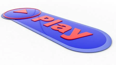 Blue glossy button on white background. illustration. 3d rendering Stock Illustration