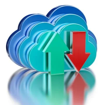 Blue glossy cloud and upload download arrows Stock-Illustration