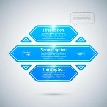Blue glossy design layout with different options. Stock Illustration