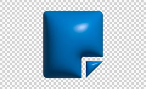Blue glossy document icon with a folded corner representing a digital file .. Stock Illustration