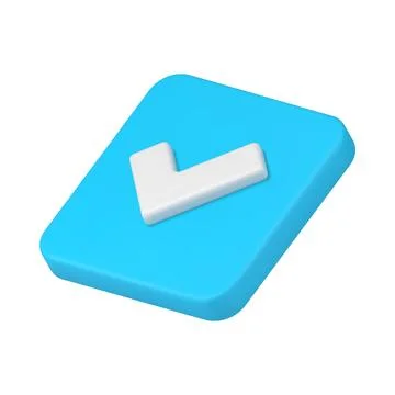 Blue glossy done check mark square isometric shape realistic 3d icon vector i Stock Illustration