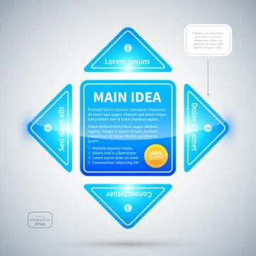 Blue glossy layout with 4 options. Stock Illustration