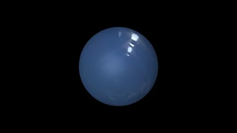 Blue Glossy Planet Sphere with Light Flare on Black Background Loop Stock-Footage 348179907