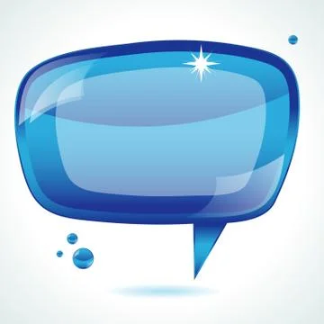 Blue glossy speech bubble - vector background Stock Illustration