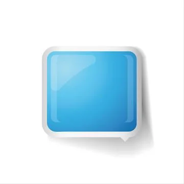 Blue glossy square 3d plastic speech bubble vector Stock Illustration