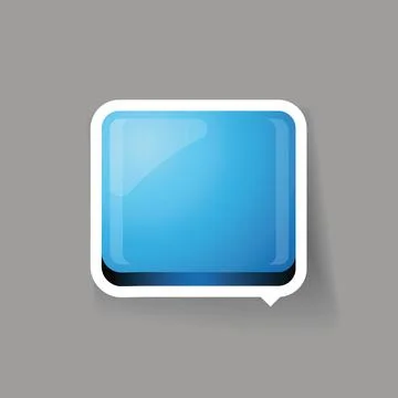 Blue glossy square 3d plastic speech bubble vector Stock Illustration