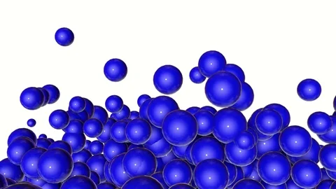 Blue glossy three-dimensional spheres slowly moving on a white background. 3D re Stock Footage 95130947
