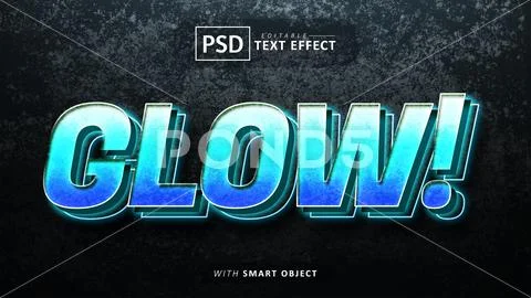 Blue glow 3d text effect editable PSD Template