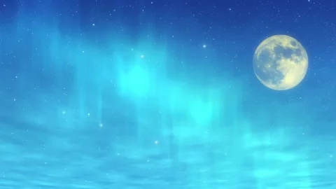 Blue glow on the background of the yellow moon and stars. Stock Footage 145212384