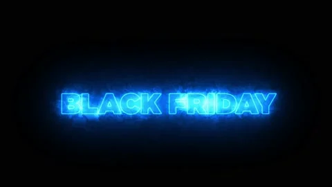 Blue glow "BLACK FRIDAY" Text on the Black Background. Darken Mode. 4K Stock Footage 142317571