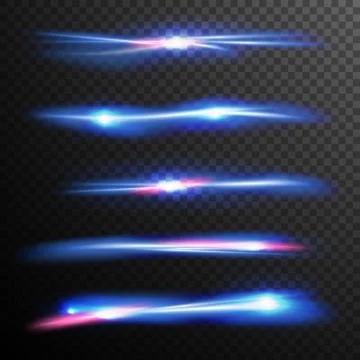 Blue Glow Light Effect Vector. Magic Flash Energy Neon Ray. Wave Line. Good For 库存插图