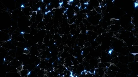 Blue glow. Melting triangles. Plexus. Transforming clouds in the corners of the Stock Footage 95150265