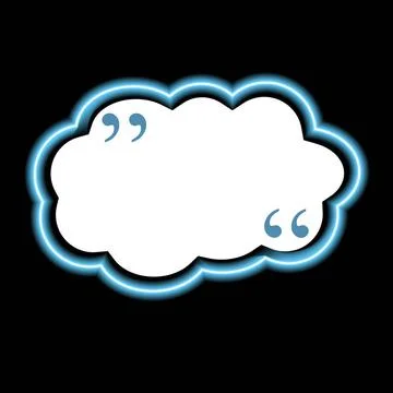 Blue glow neon cloud speech bubble Blue cloud speech bubble with commas, q... Stock Photos