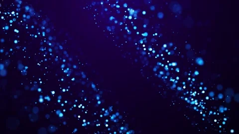 Blue glow particles float in viscous liquid with bokeh. Magical sparkles of Stock Footage 136590911