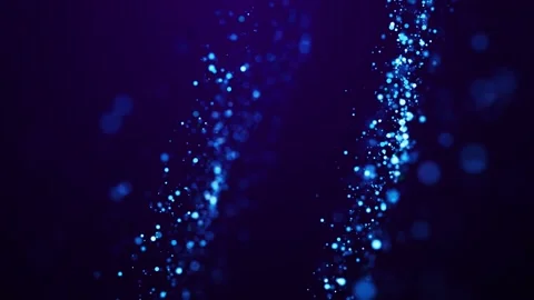 Blue glow particles float in viscous liquid with bokeh. Magical sparkles of Stock Footage 148507714