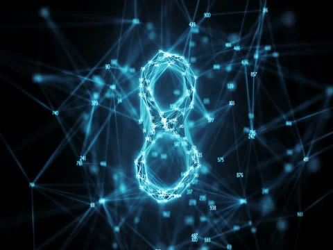 Blue Glow Random Digits Plexus Countdown - Abstract Motion Alpha Matte 4k Stock Footage 82708389
