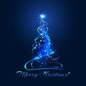 Blue glow xmas tree Stock Illustration