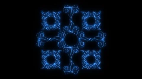 Blue glowing abstract geometric pattern on dark background Stock Footage 346055187