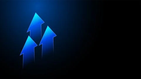 Blue glowing arrows pointing up. Light arrow up. Growth, innovation, marketin 스톡 일러스트