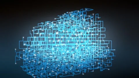 Blue glowing big data binary cloud Stock Footage 68653489