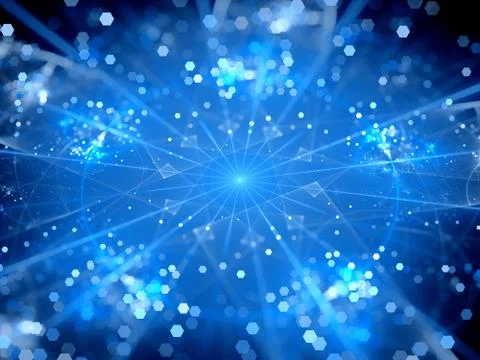 Blue glowing big data hubs Stock Illustration