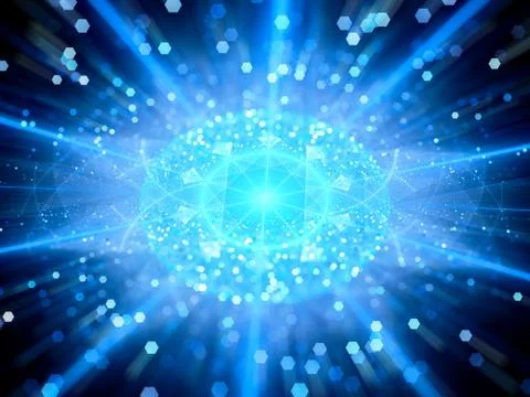 Blue glowing big data sphere with particles Stock Illustration
