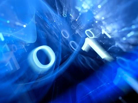 Blue glowing binary code stream abstract background Stock Illustration