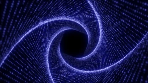 Blue Glowing Binary Code Vortex Tunnel – Digital Matrix Wormhole Data Flow Stock Footage 331294479