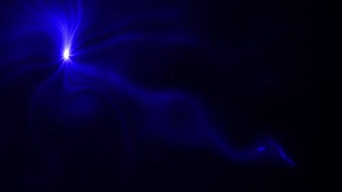 Blue glowing bright light with optical lens flares on black background Stock Footage 296053660