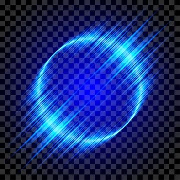 Blue glowing circle with glowing rays. Elegant Illuminated light ring. Round 스톡 일러스트