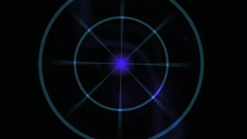 Blue glowing circle with lines on black background. Stock Footage 337499616