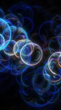 Blue glowing circles in abstract patterns on dark イラスト素材