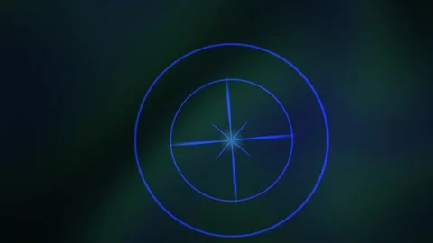 Blue glowing circles with starburst effect on dark background. Stock Footage 337455765