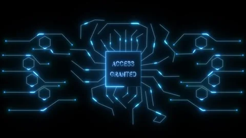 Blue glowing circuit board with central processor chip on dark animated bac.. Stock-Footage 337365990