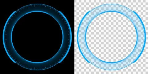 Blue Glowing Circular HUD Interface Ring Futuristic with Digital Radar Style Fra Illustrazione stock