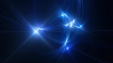 Blue glowing circular intersections in space Illustrazione stock